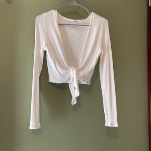 Garage front tie white crop shirt. NWOT. Size Medium